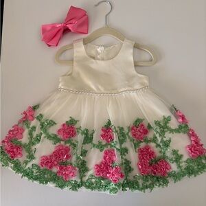 American Princess Cream Dress with Pink and Green Floral Accents